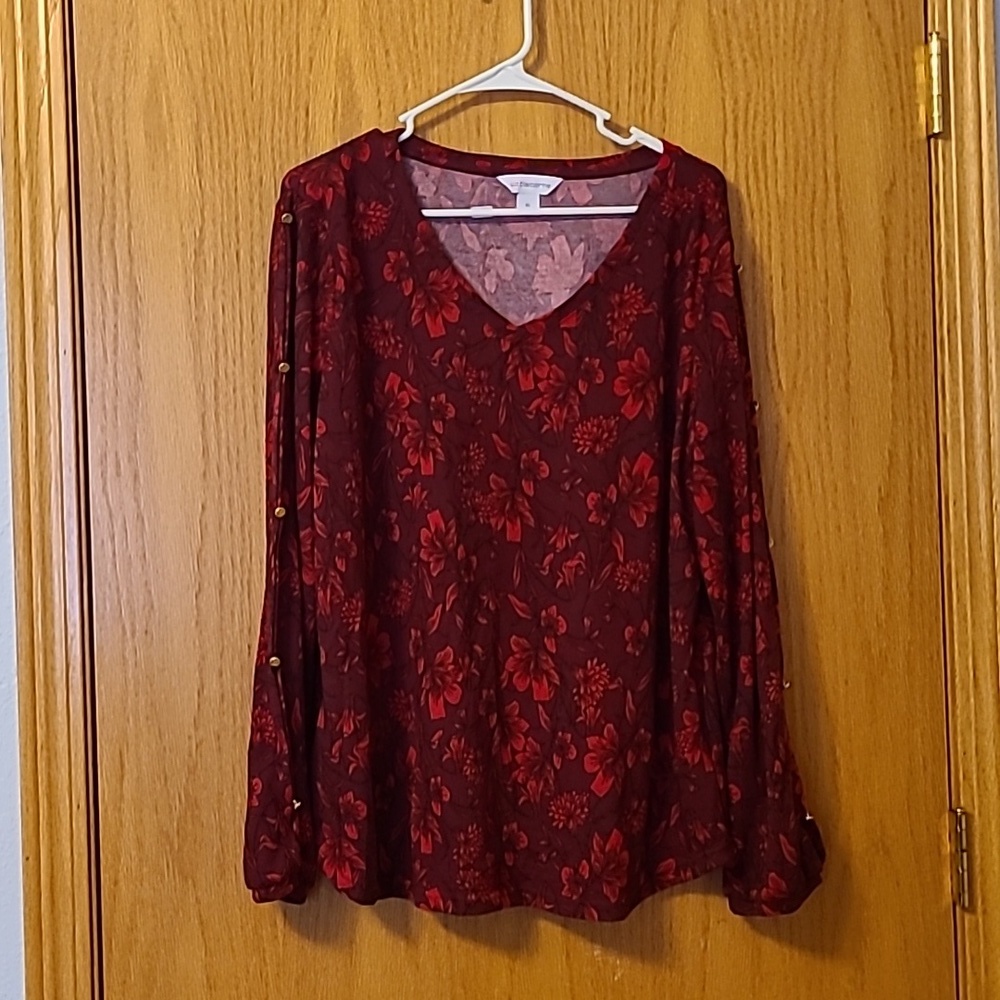 Liz Claiborne Red Floral Sweater